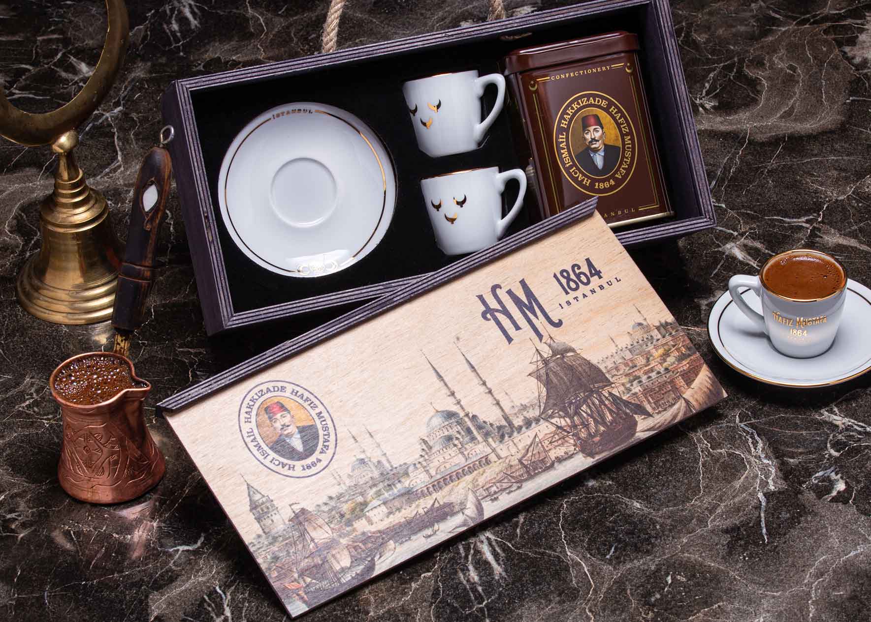 Turkish Coffee Cup Set 2pcs With 170gr. Turkish Coffee