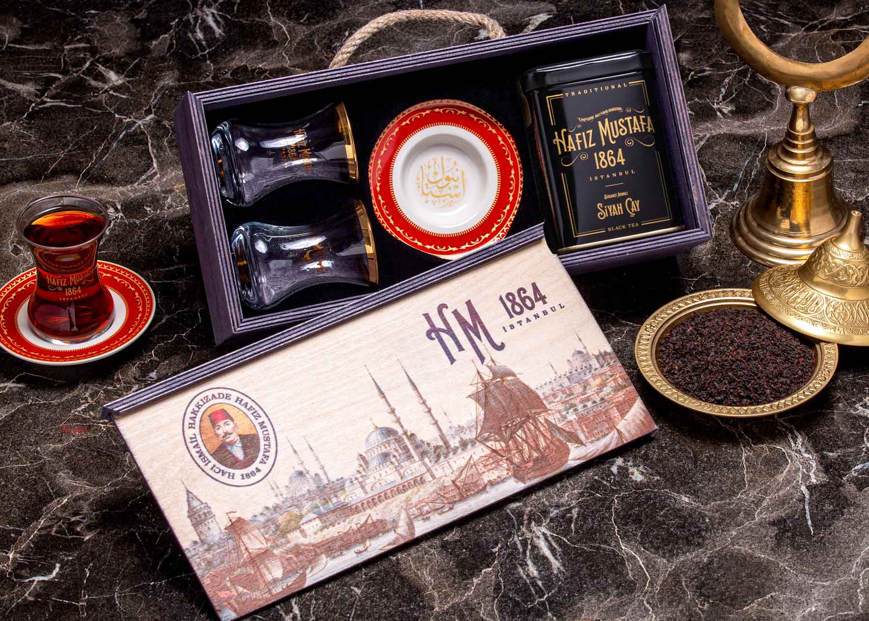 Turkish Tea Cup Set 2pcs with 100gr. Turkish Tea